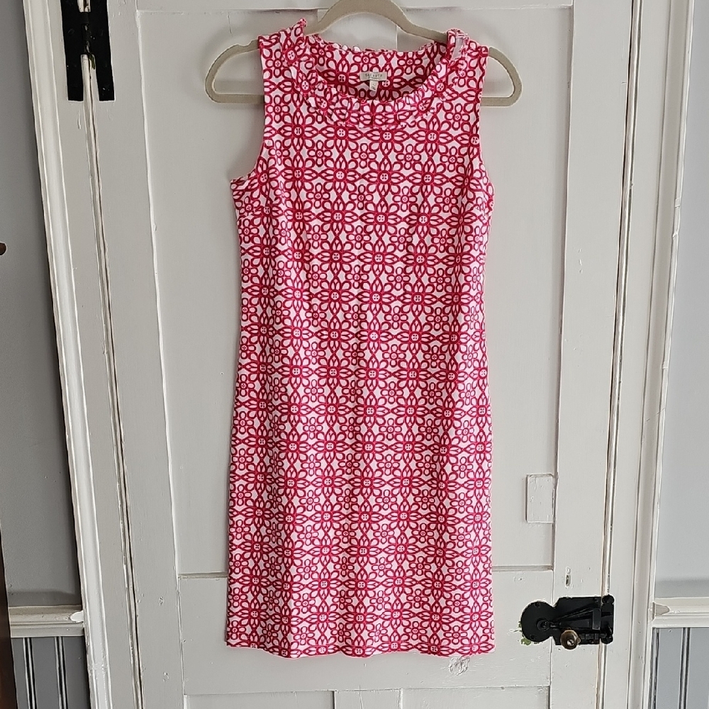 Talbots Pink Geometric Sleeveless Summer Dress